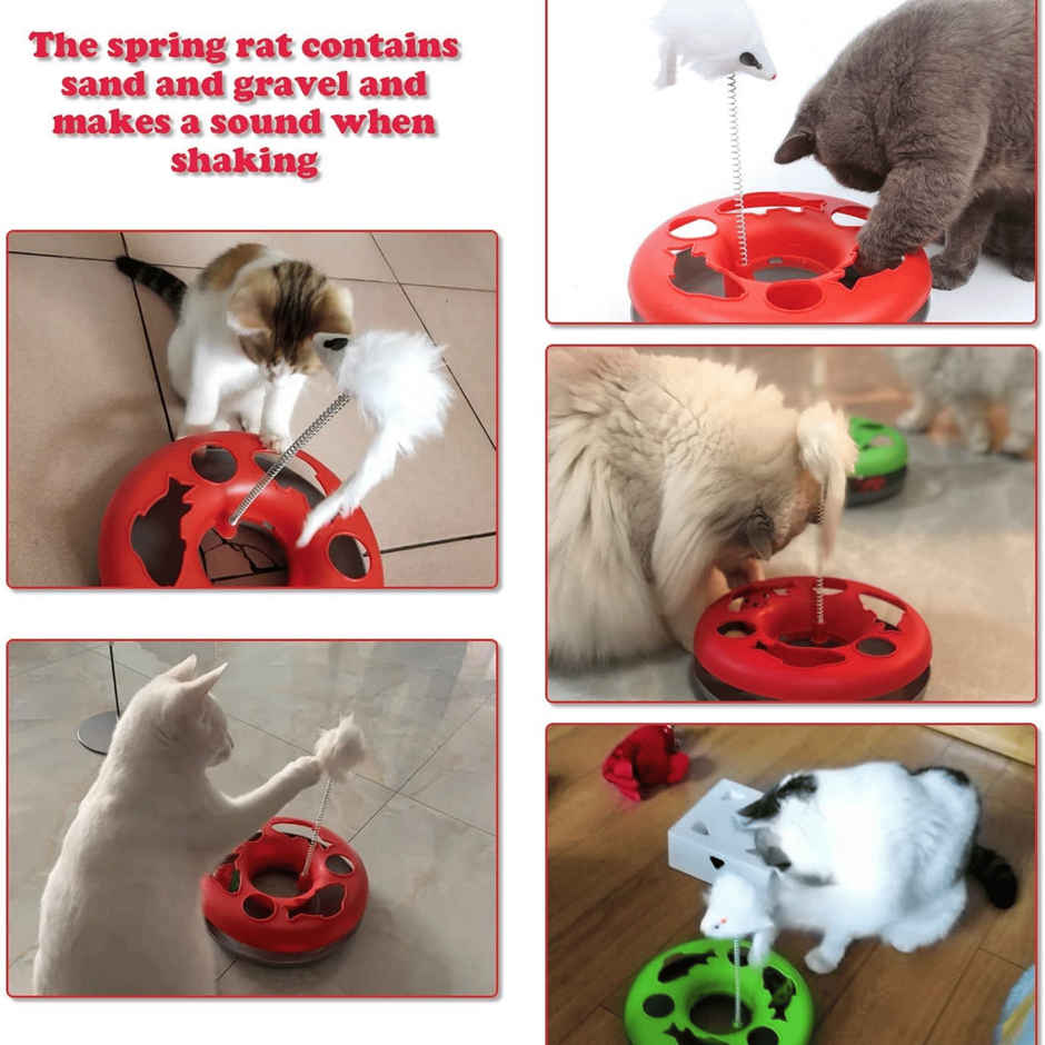 Foodie Puppies Interactive Cat Happy Circle With Ball Bell & Teasing Stick | Fun Toy For Cats - Assorted