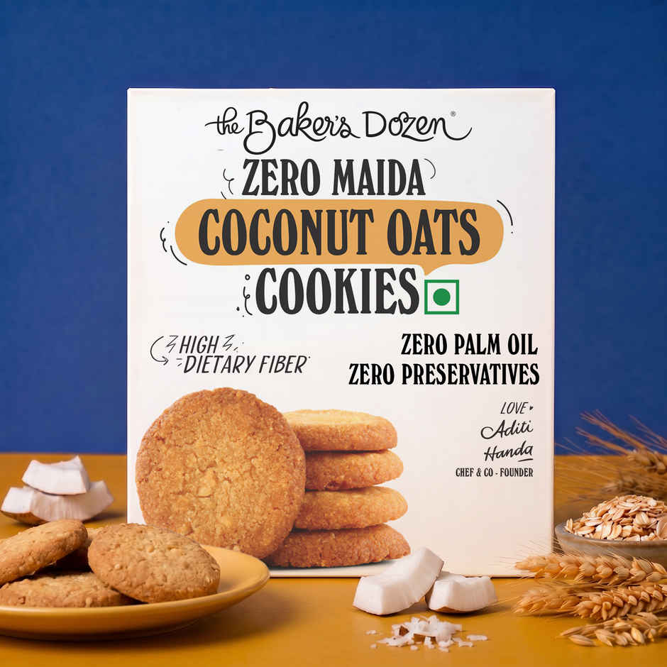 The Baker's Dozen Zero Maida Coconut Oats Cookies | 24% Coconut & Oats | Healthy Cookies