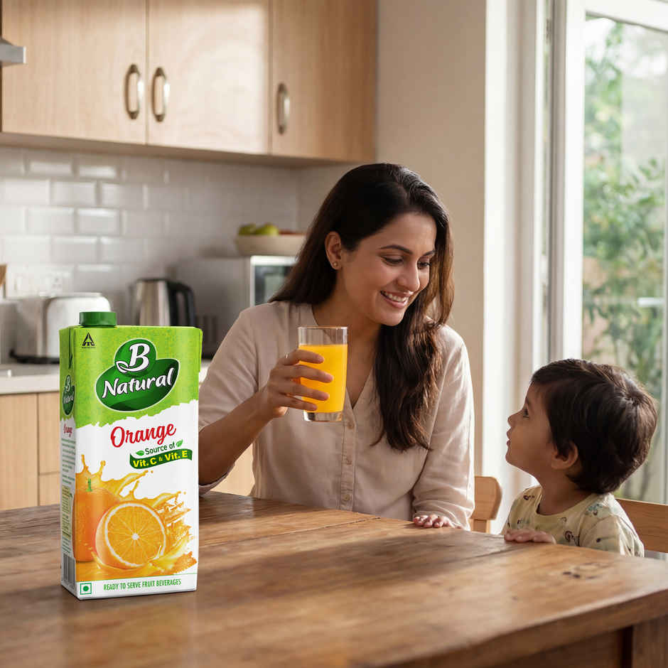 B Natural Orange Juice, Enriched with Vitamin C & E