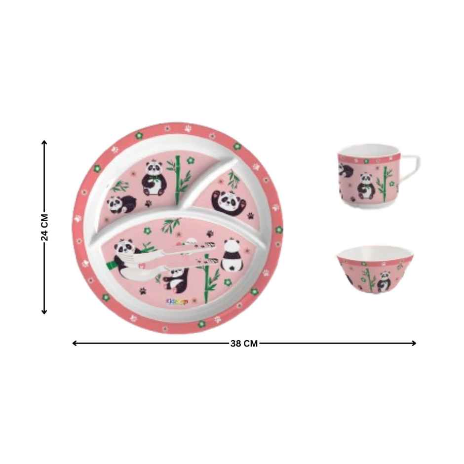 Cello Kidzbee Trioplate Bamboo Buddies Melamine Meal Set for Kids | Set of 5, Peach