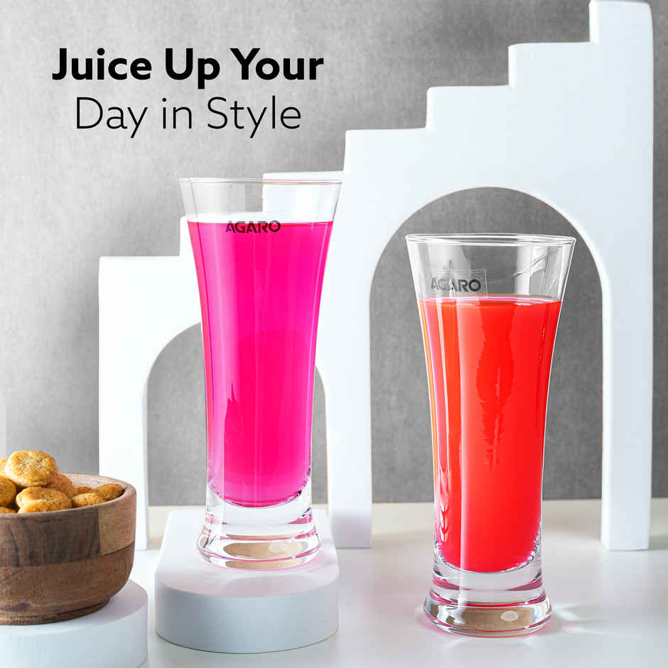 Agaro Elegant Pilsner Highball Glass | Heavy Base Tall Bar Glass - 330 ml