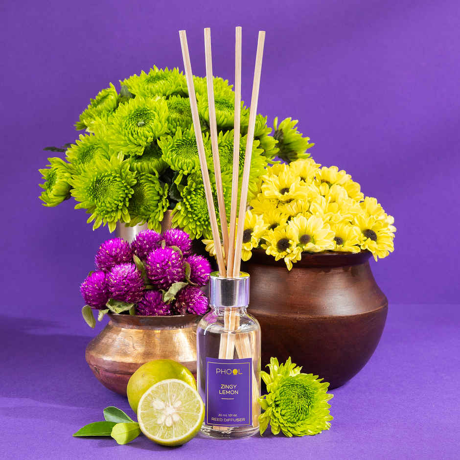 Phool Zingy Lemon Reed Diffuser Set