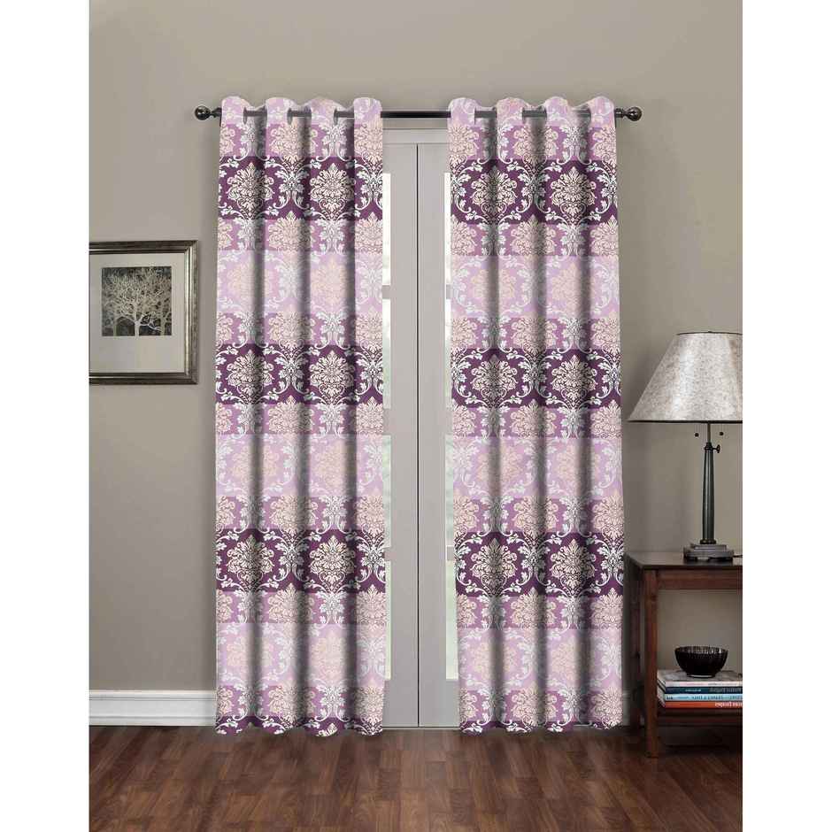 BAY6 Microfiber Cotton Door Curtains | Set of 2 | 7x4 ft | Pink