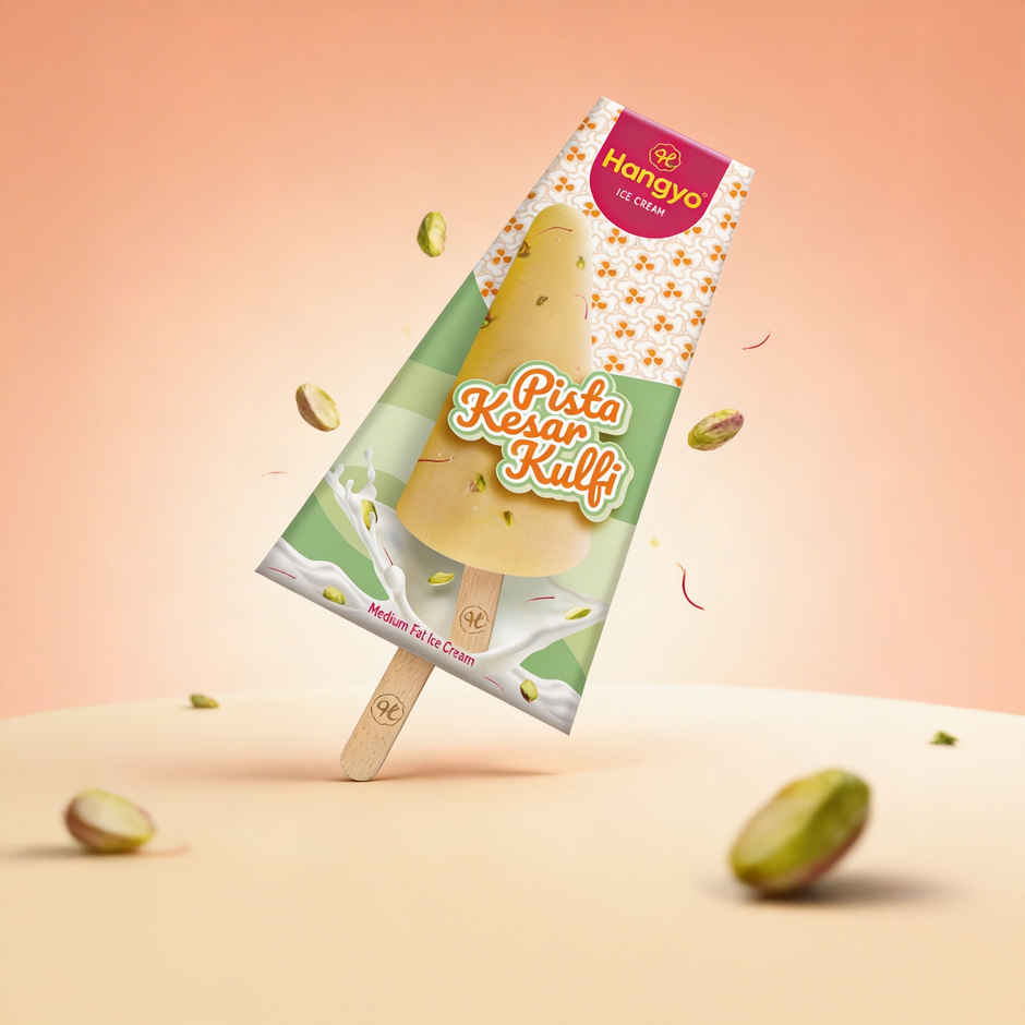 Hangyo Pista Kesar Kulfi Medium Fat Ice Cream (50ml) & Hangyo Malai Kulfi (50ml) Combo