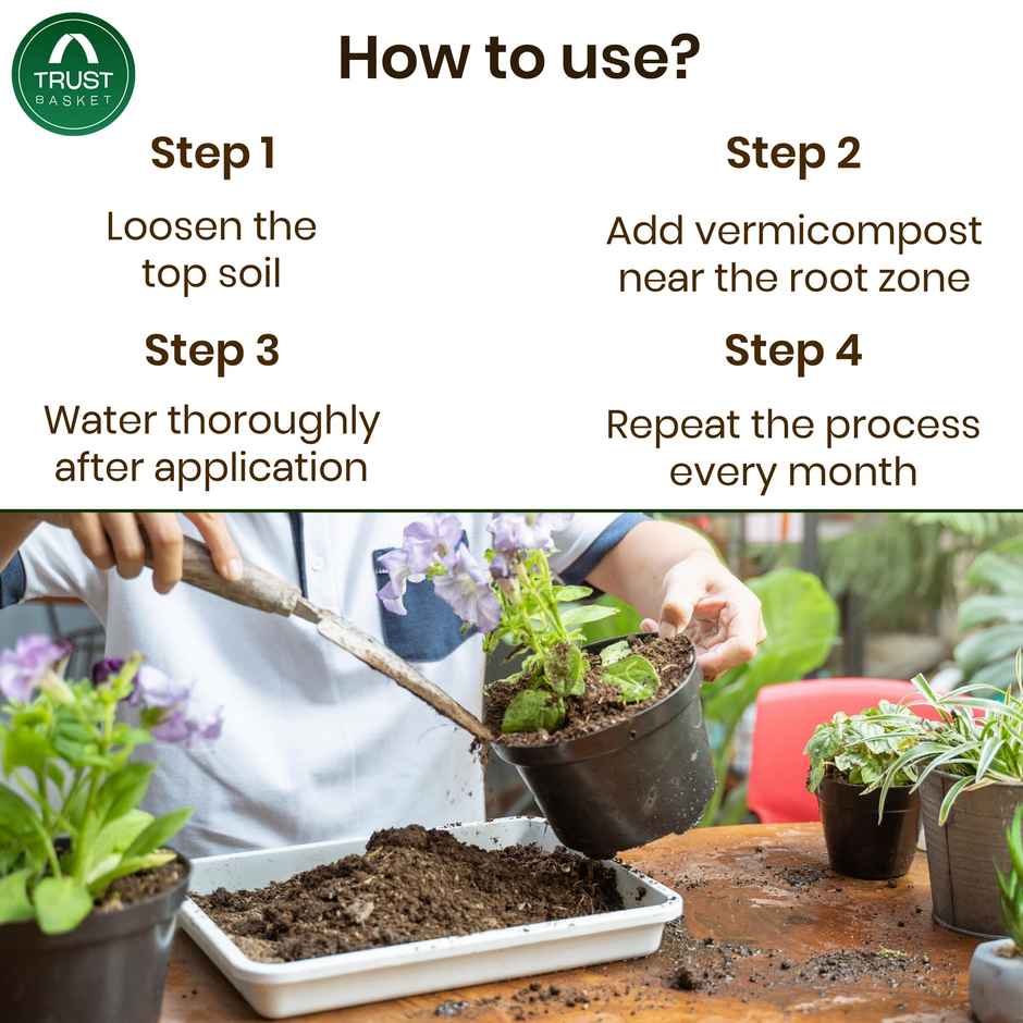 TrustBasket 5 kg Organic Vermicompost Fertilizer | Nutrient-Rich Manure for Plants & Pots