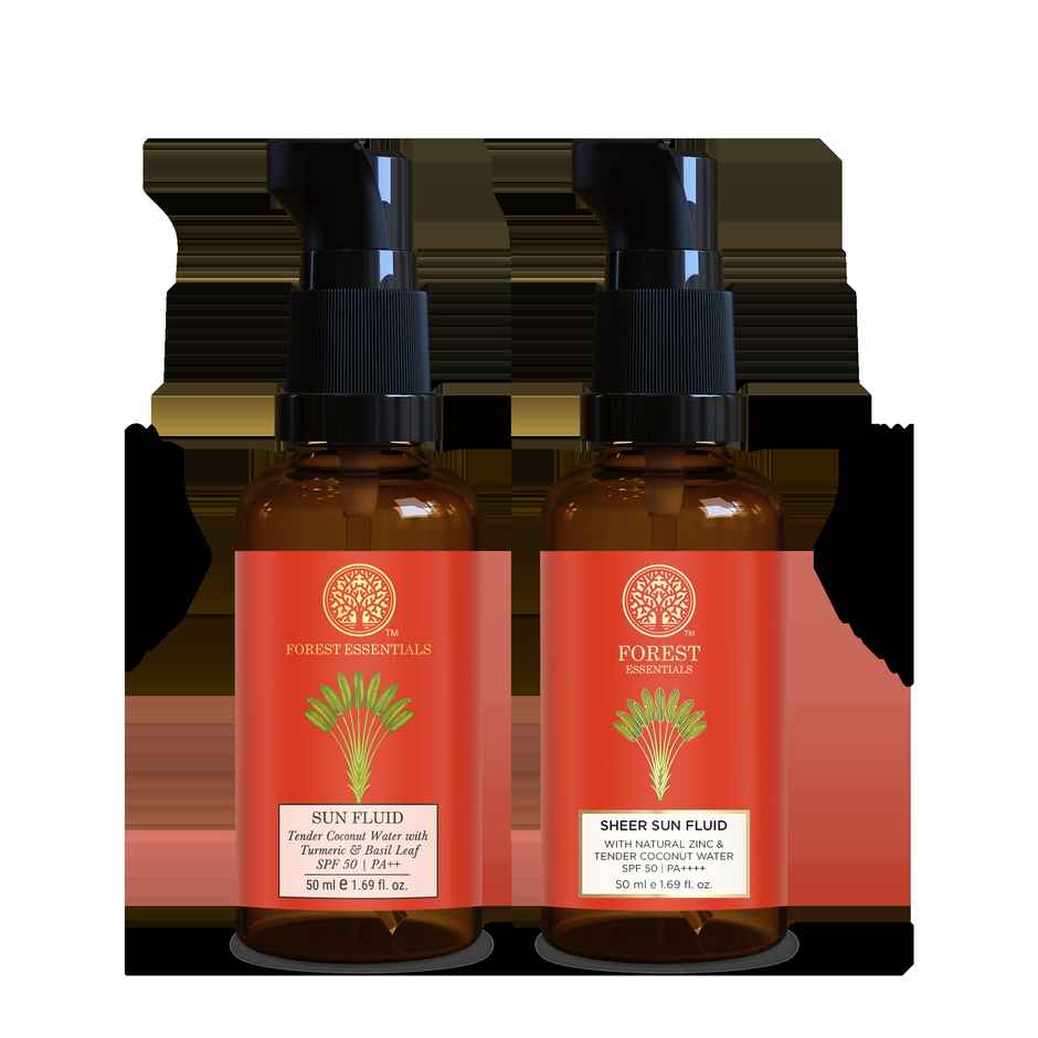 Forest Essentials Sheer Sun Fluid SPF 50 PA++++ | Hydrating Ayurvedic Sunscreen
