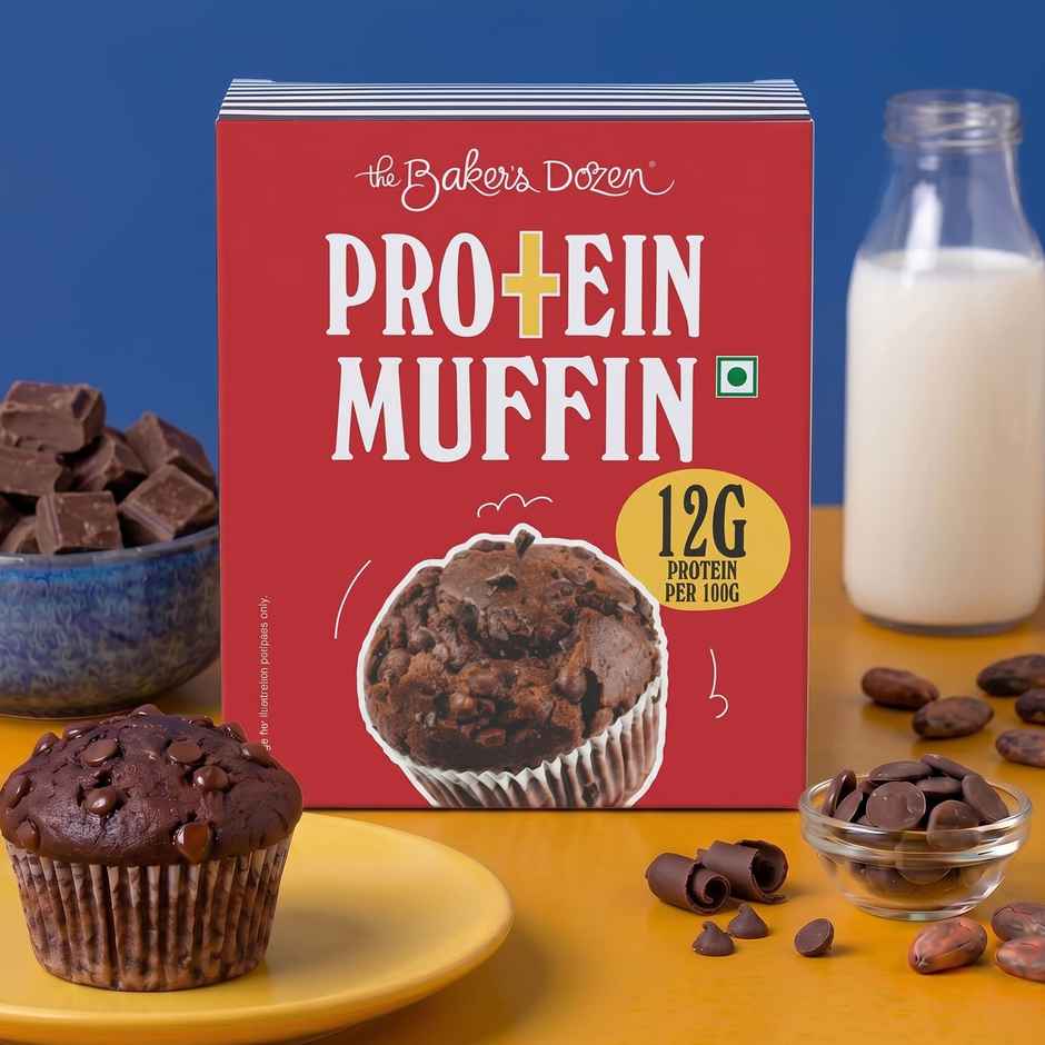 The Baker's Dozen 12g Protein Muffin | Eggless | Cupcake with chocolate | Made with Cocoa Powder