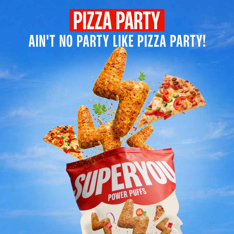 SuperYou Power Puffs - Pizza Party | 13g protein | Multigrain, No Palm Oil, No Cholesterol