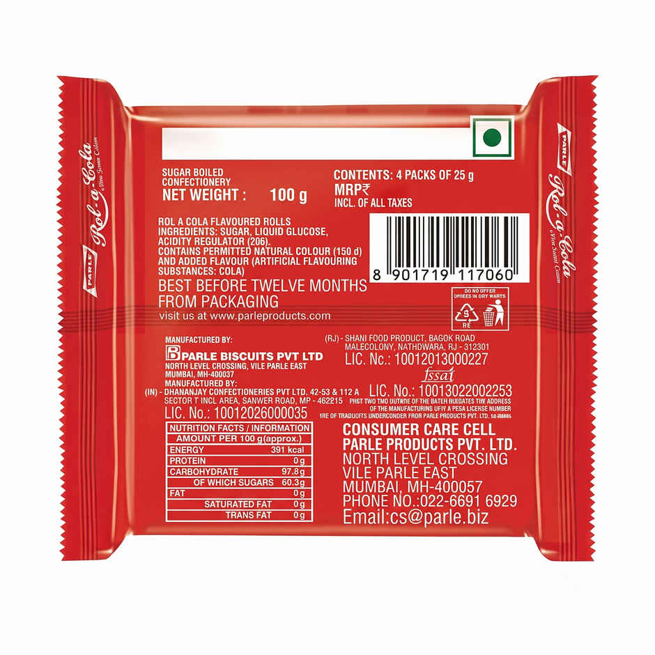 Parle Rola Cola Rolls Chocolate