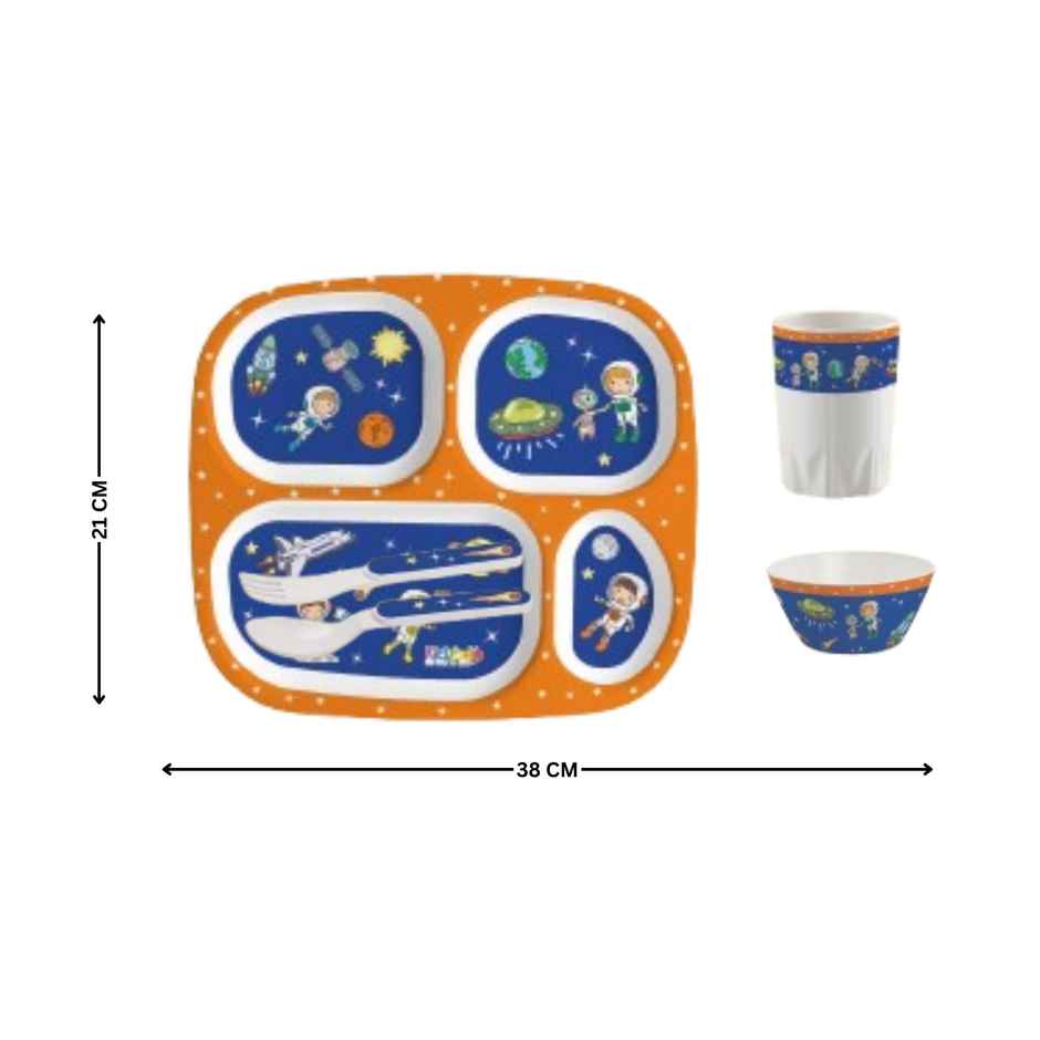 Cello Kidzbee Quadmeal Cosmic Explorer Melamine Meal Set for Kids | Set of 5, Navy Blue