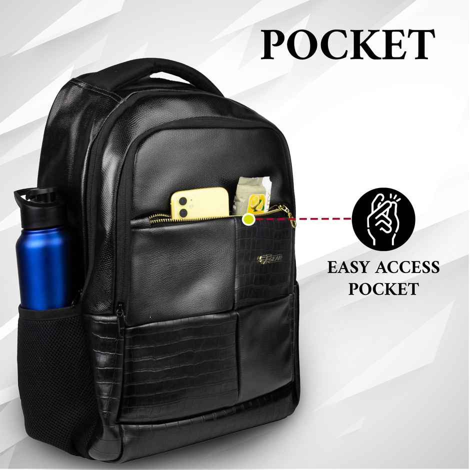 F Gear Unisex Solid Vegan Leather 30 L Laptop Backpack | Black