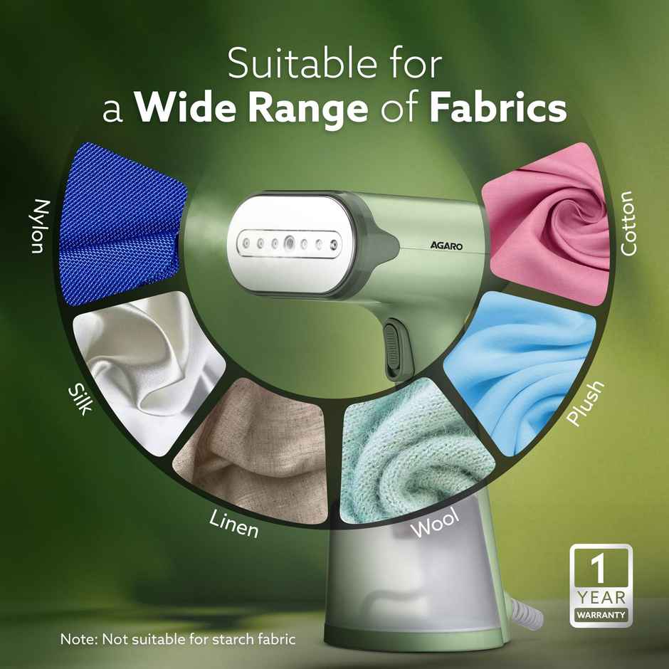 Agaro Regency Handheld Garment Steamer | 1200 W | Wrinkle Remover | Ceramic Steam Nozzle | 250 ml