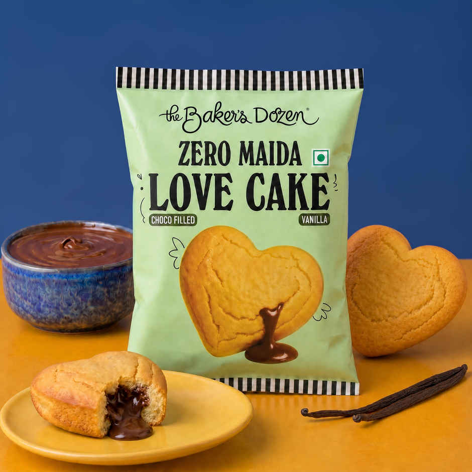 The Baker's Dozen Love Cake Vanilla | Eggless | Choco Filled | Heart Cake | Small Cake
