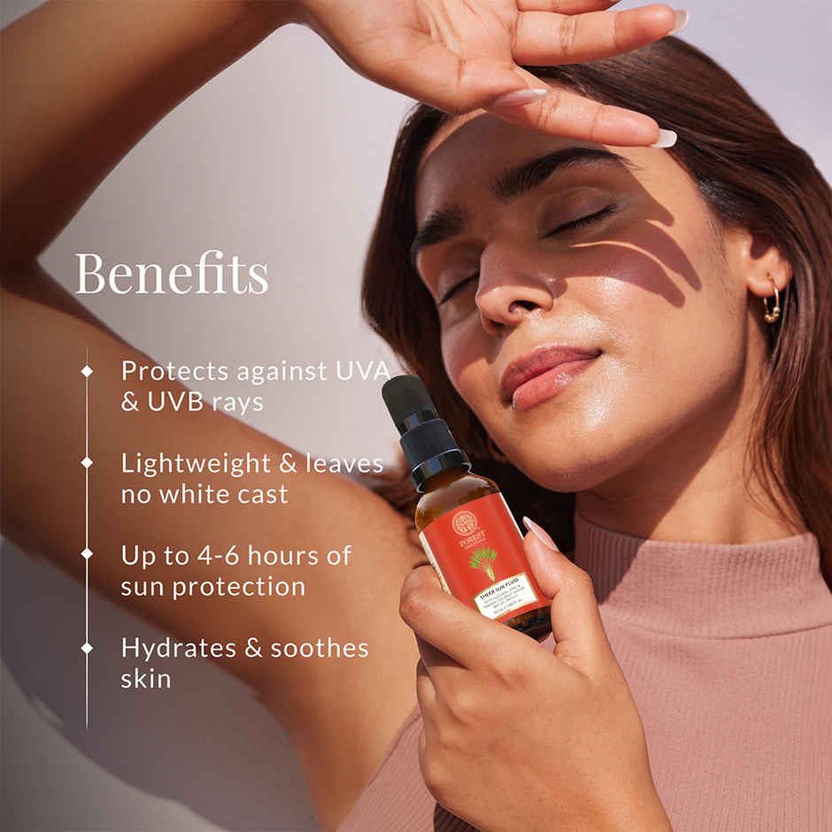 Forest Essentials Sheer Sun Fluid SPF 50 PA++++ | Hydrating Ayurvedic Sunscreen