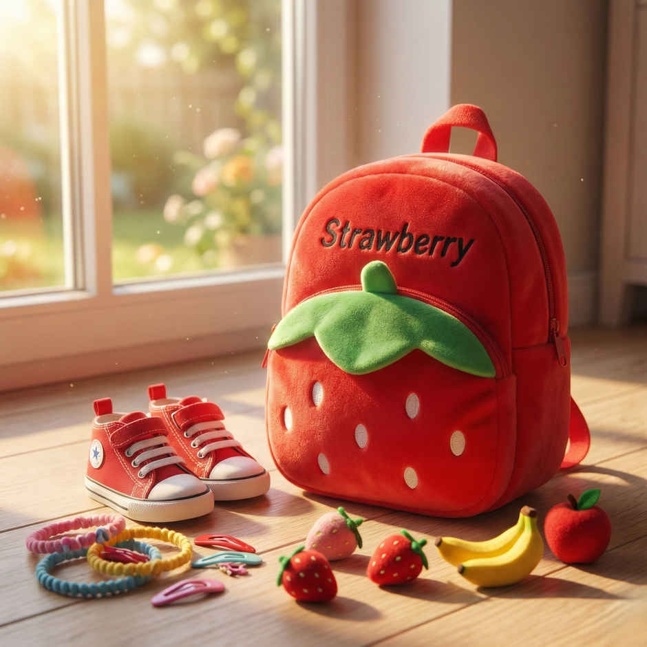 Kidara Strawberry Kids Plush Backpack | Red