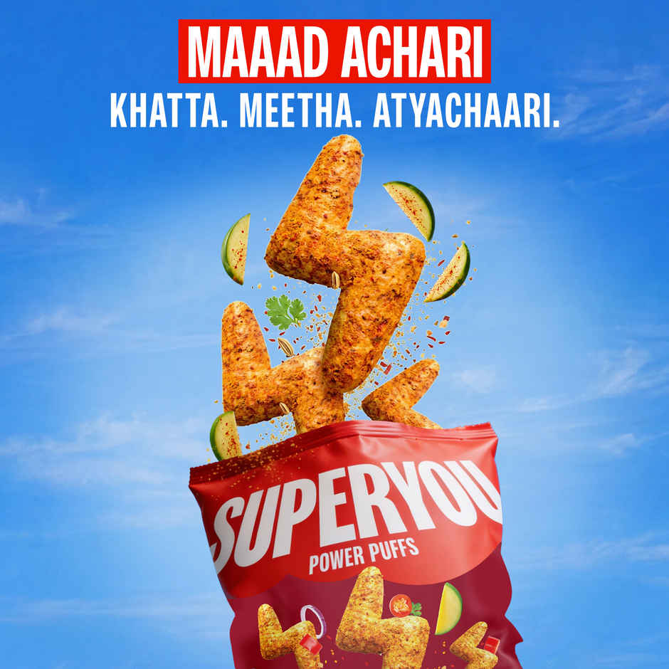 SuperYou Power Puffs - Maaad Achaari | 13g protein | Multigrain, No Palm Oil, No Cholesterol