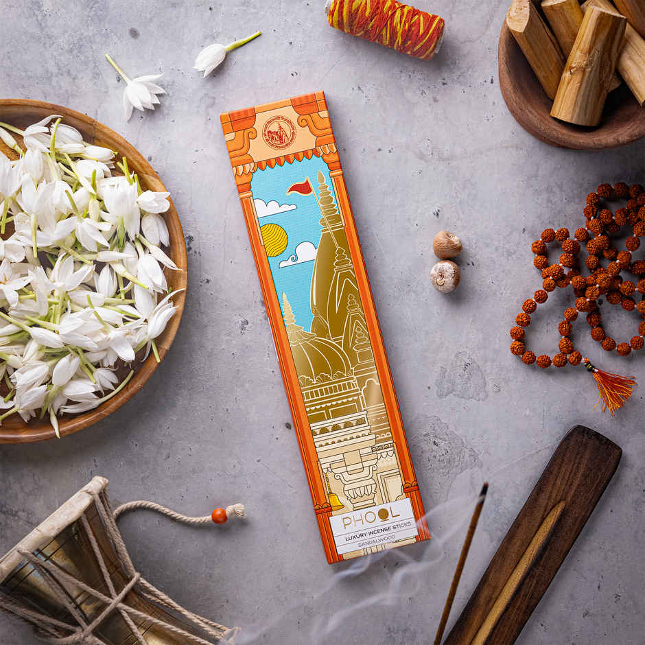 Sandalwood Agarbatti | Kashi Vishwanath Temple Collection| Made from Temple Flowers | Phool