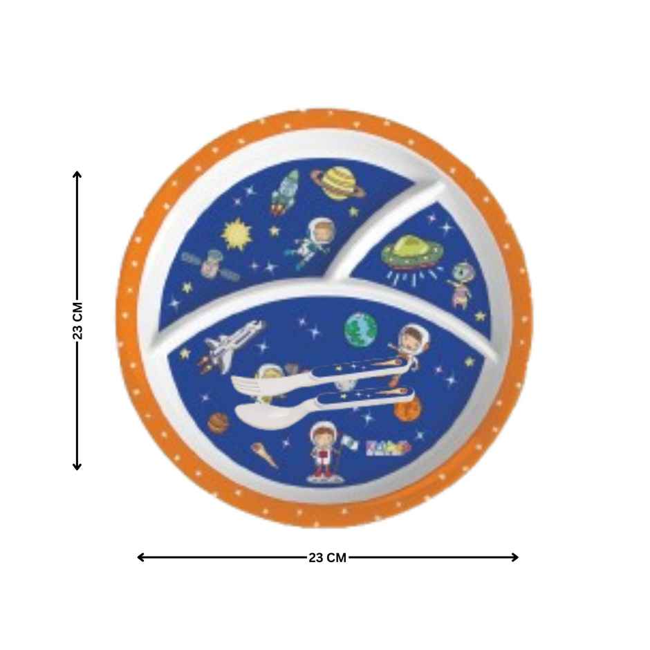 Cello Kidzbee Trioplate Cosmic Explorer Melamine Meal Set for Kids | Set of 3, Navy Blue