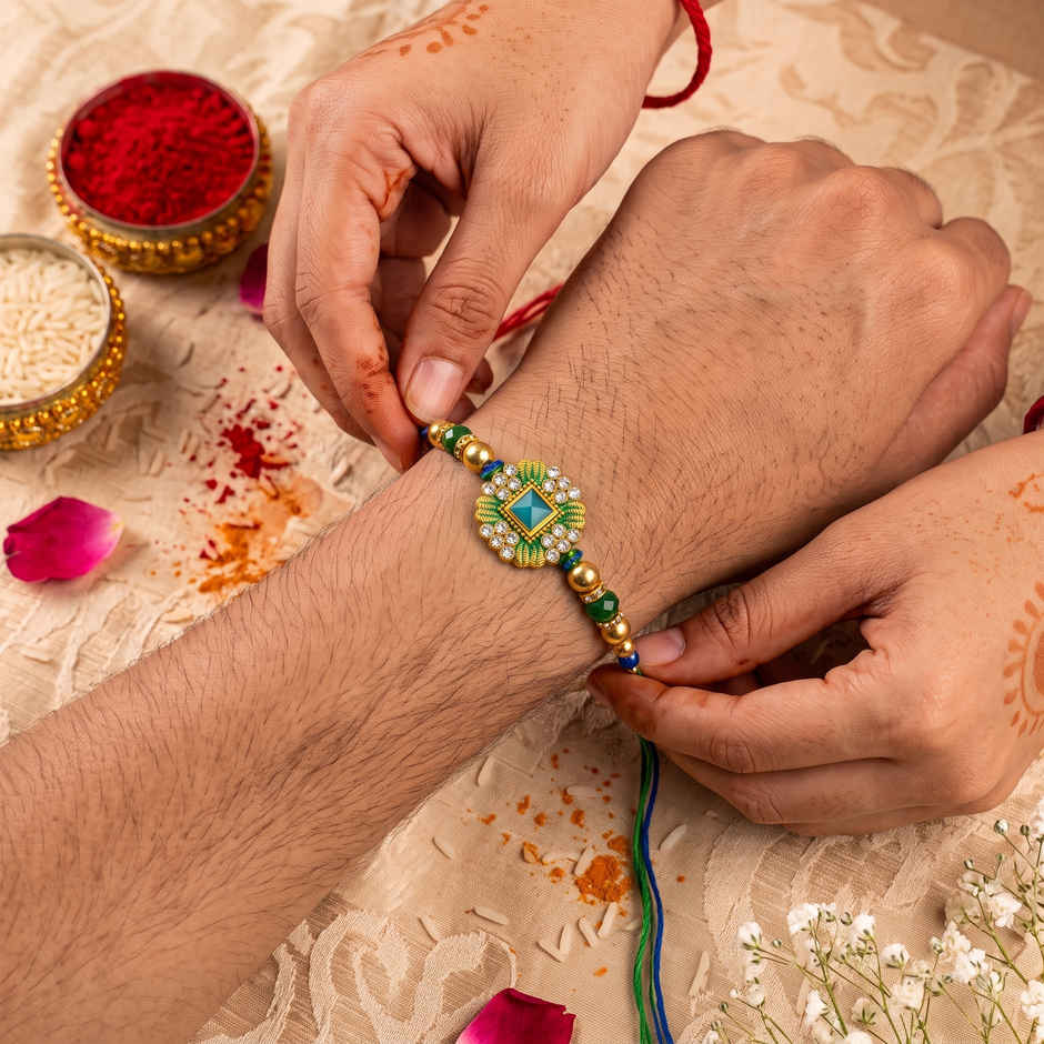 Rakhi for Brother | Studded | Stone | Pack of 1 | Shree Rakhi