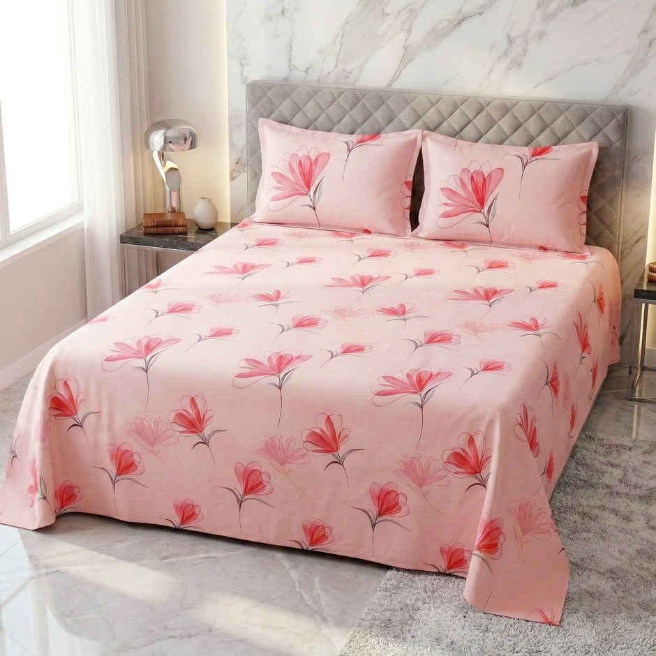 Dream Living 135 GSM Double Bedsheet Set |220 x 250 cm| With 2 Pillow Covers