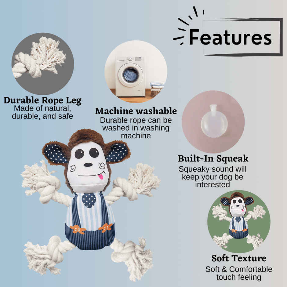 Foodie Puppies Monkey Plush Squeaky Dog Toy