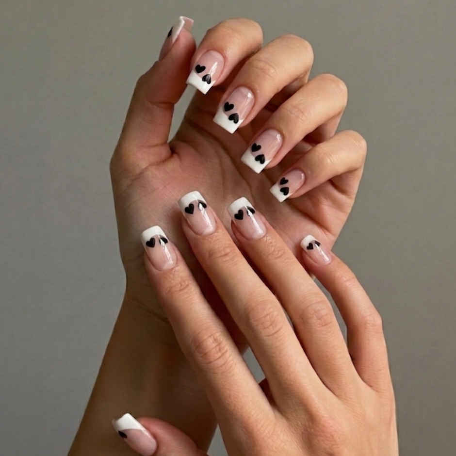 Nailinit Press On Nails Heartbreaker | Reusable False Nail Extensions with Glue Tabs