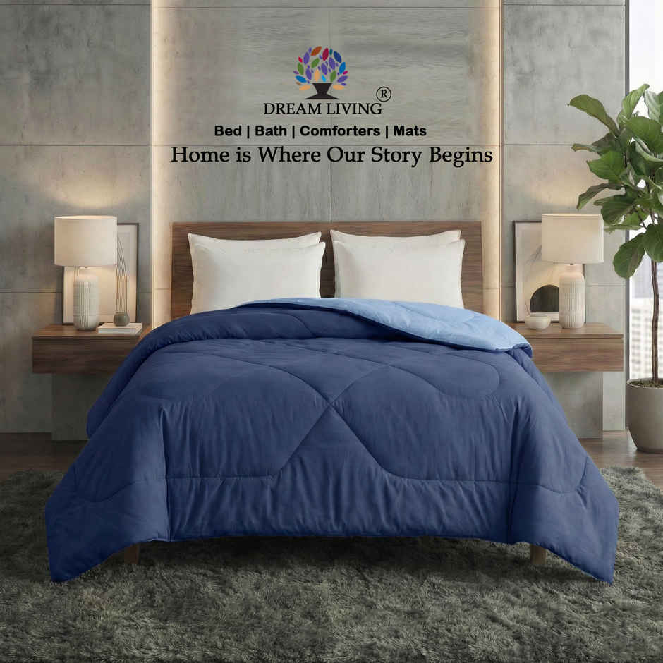 Dream Living Navy Solid Reversible Double Bed AC Comforter 220 x 230 cm