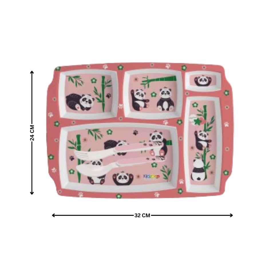 Cello Kidzbee Pentameal Bamboo Buddies Melamine Meal Set for Kids | Set of 3, Peach