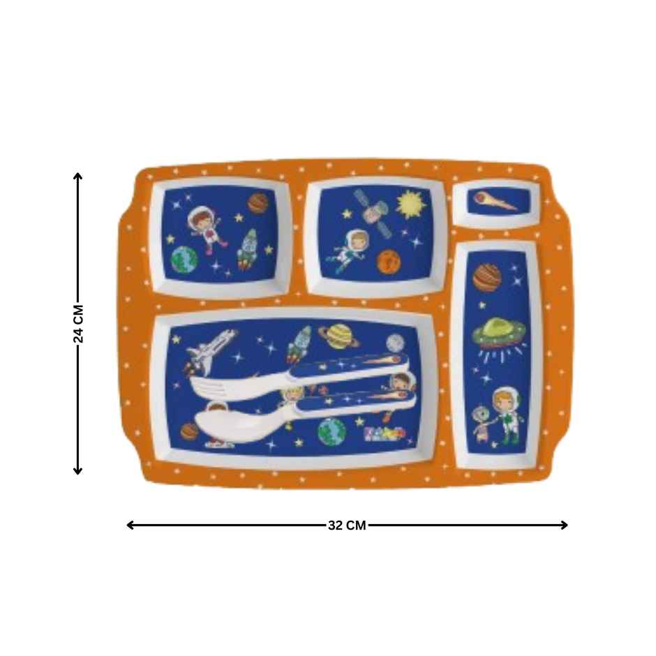 Cello Kidzbee Pentameal Cosmic Explorer Melamine Meal Set for Kids |Set of 3, Navy Blue