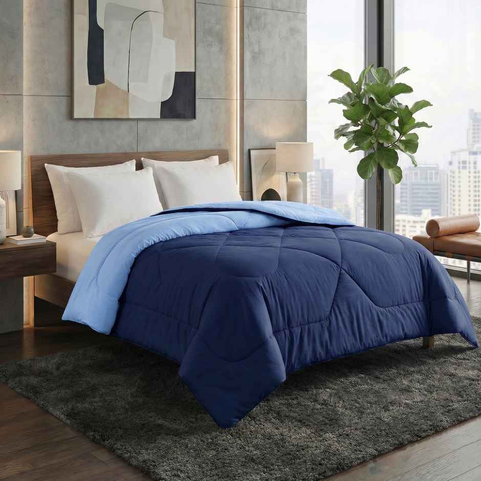 Dream Living Navy Solid Reversible Double Bed AC Comforter 220 x 230 cm