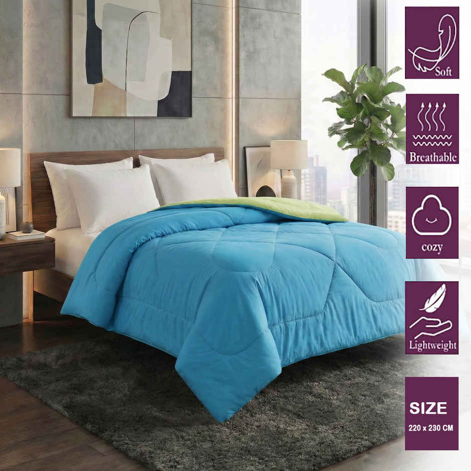 Dream Living Aqua Solid Reversible Double Bed AC Comforter 220 x 230 cm