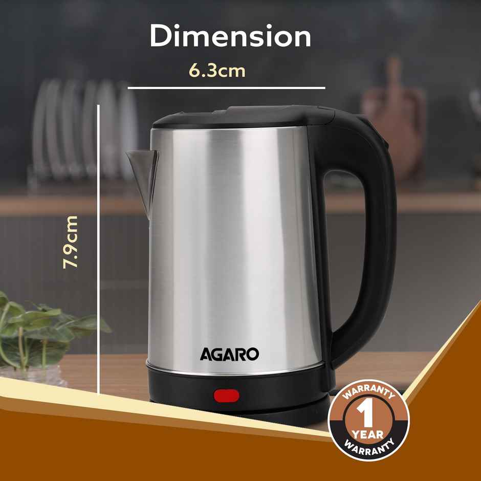 Agaro Sonnet Electric Kettle 1.5 L | 1500W | Stainless Steel Body | Auto Shut Off