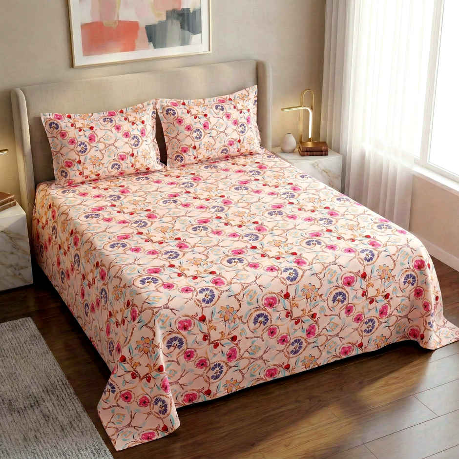 Dream Living 115 GSM Double Bedsheet Set |220 x 250 cm| With 2 Pillow Covers