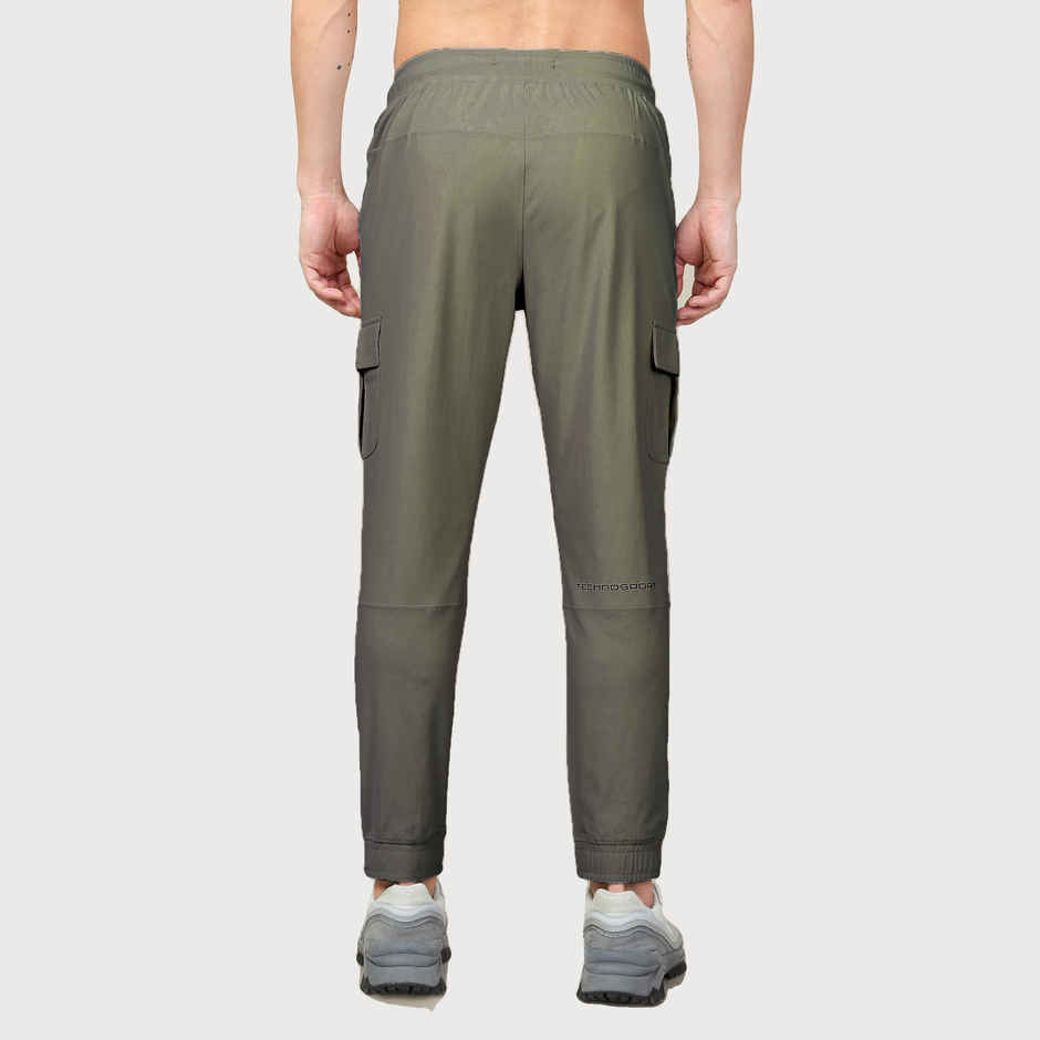 Technosport Men Poly Solid Slim Fit Sports Cargo Joggers with DURACOOL+ | Beetle | M