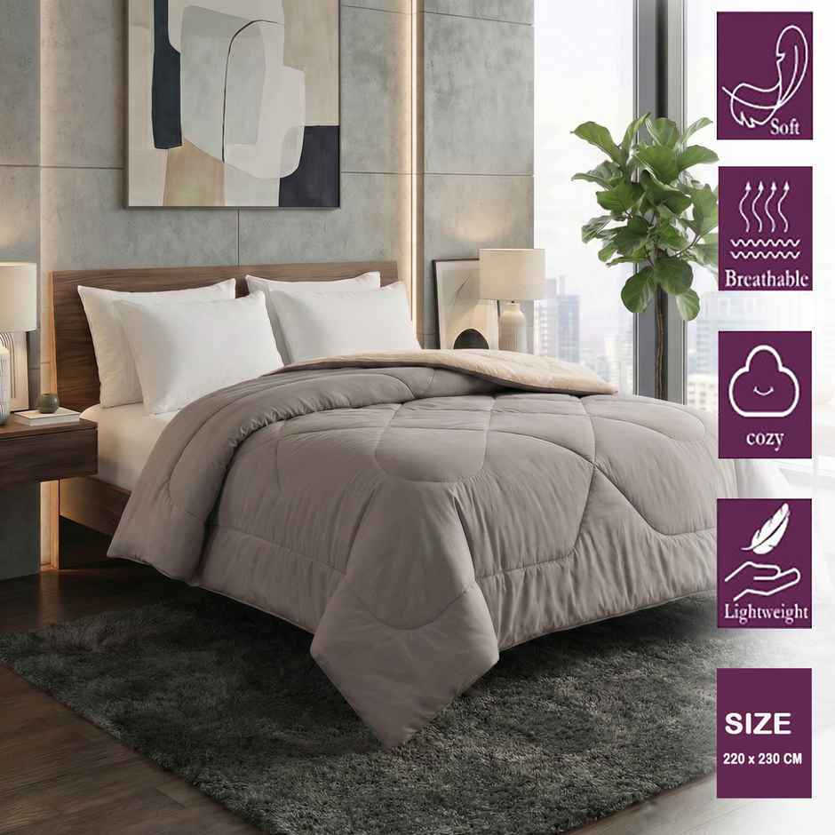 Dream Living Brown Solid Reversible Double Bed AC Comforter 220 x 230 cm