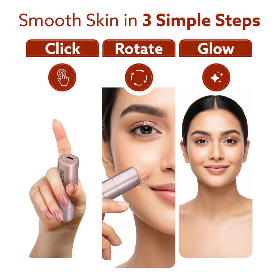 Agaro FHR190 Hair Remover For Women | Rechargeable, Cordless, Painless Trimmer | Rose Gold Facial
