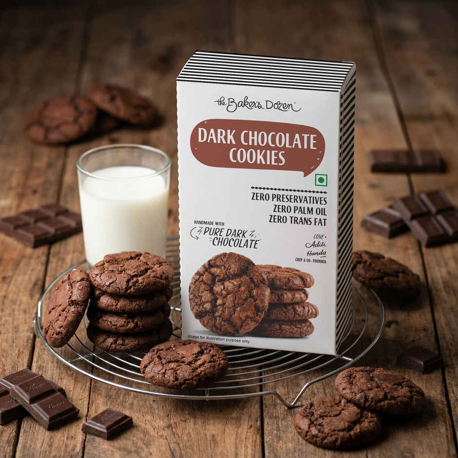The Baker's Dozen Dark Chocolate Cookies | Premium Biscuit Handmade Cookies | Choco Chip Cookies
