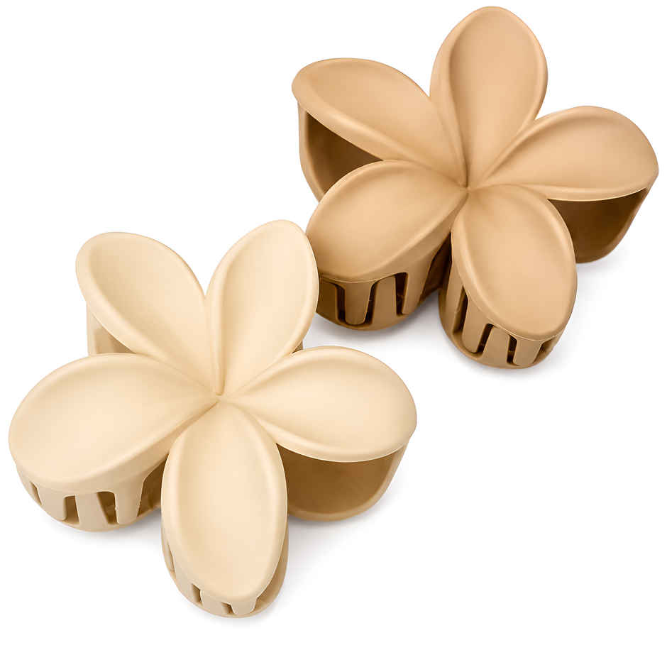 Bronson Professional 2 Pcs Hair Claw Clips Medium Matte Flower Hair Clutcher | Multicolour