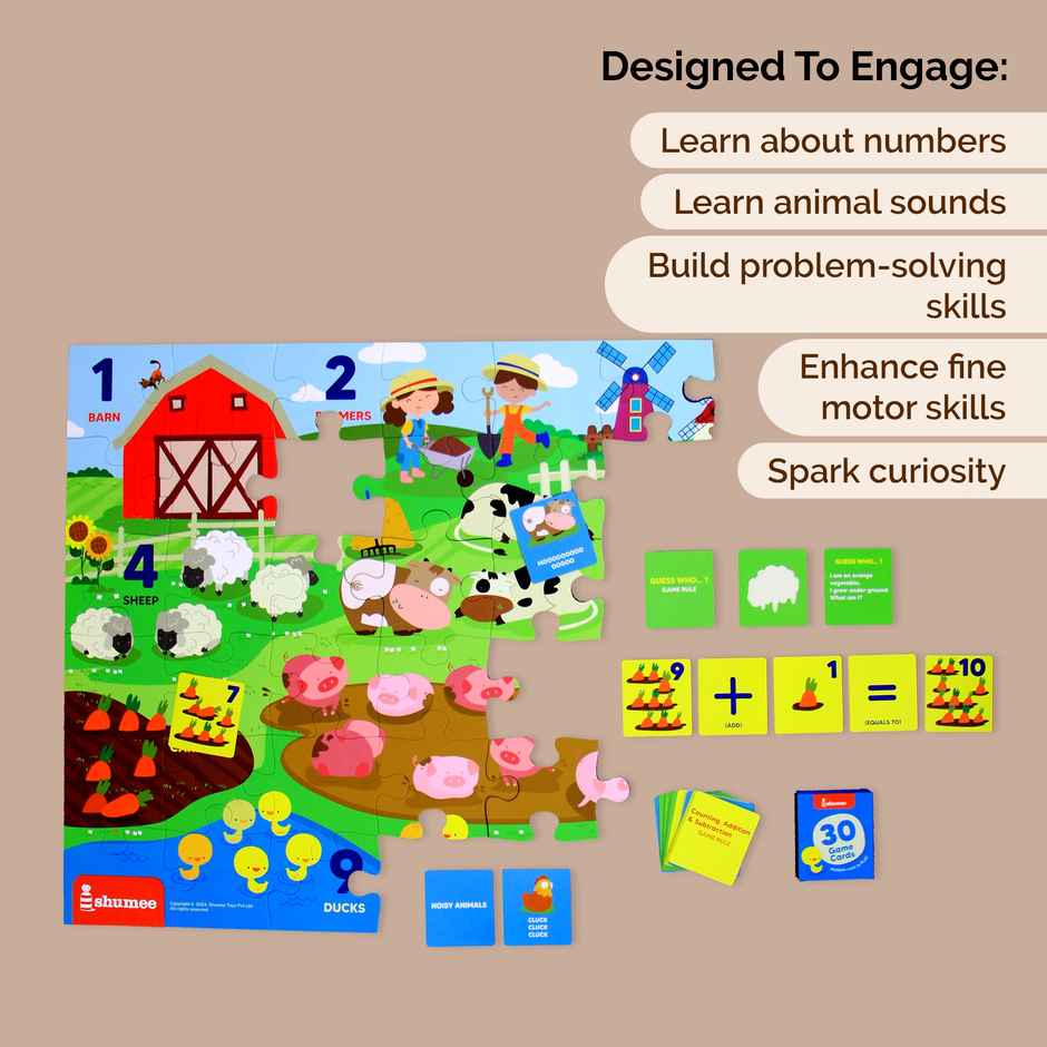 Shumee Jigsaw Farm Themed Floor Puzzle (48 piece) & Card Game Set (3+ Years)