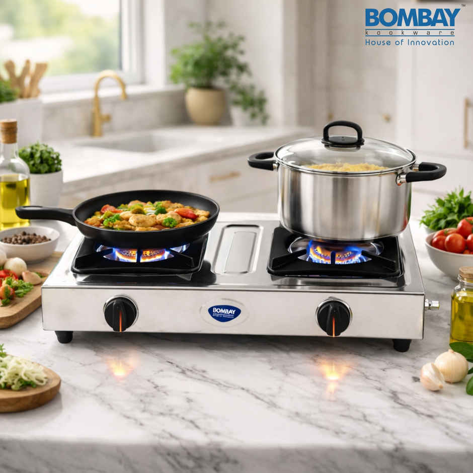 Bombay Kookware Gas stove 2 burner Steel Top