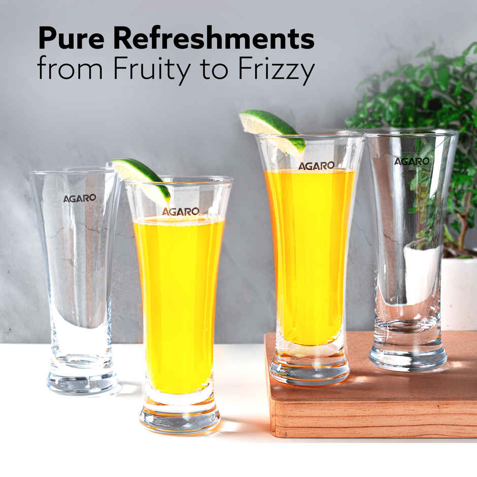 Agaro Elegant Pilsner Highball Glass | Heavy Base Tall Bar Glass - 330 ml