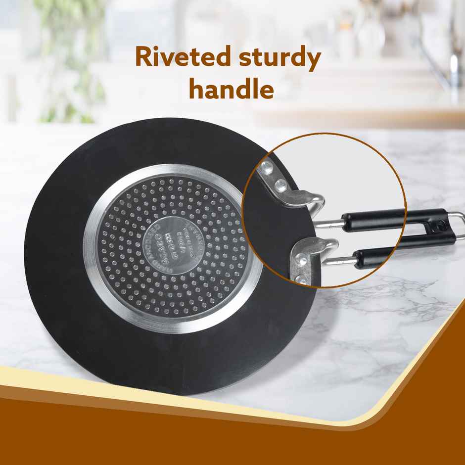 Agaro Elite Hard Anodised Tawa 28 cm, Riveted handle