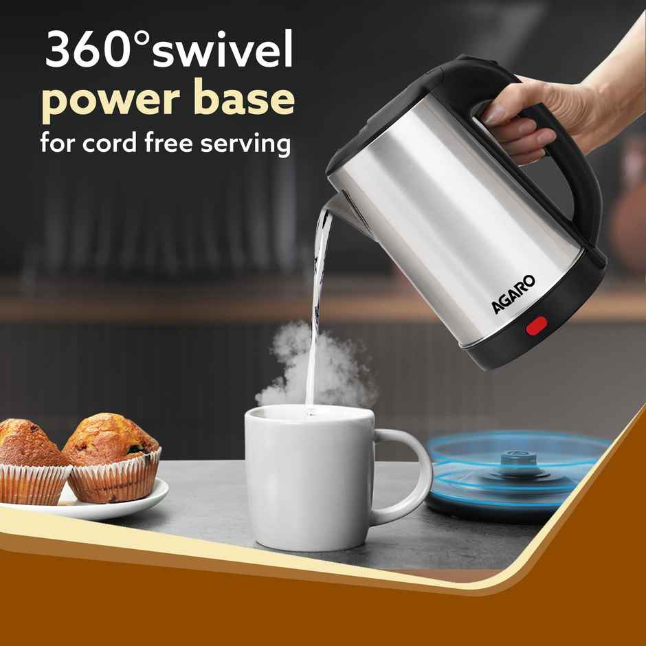 Agaro Sonnet Electric Kettle 1.5 L | 1500W | Stainless Steel Body | Auto Shut Off