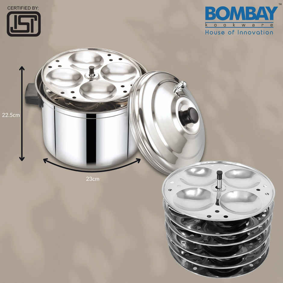 Bombay Kookware Stainless Steel Idli Cooker | 6 Plate