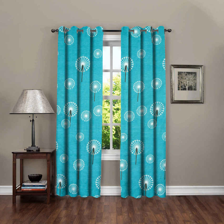 BAY6 Polyester Door Curtains - Set of 2 - (7x4 ft) - Light Blue