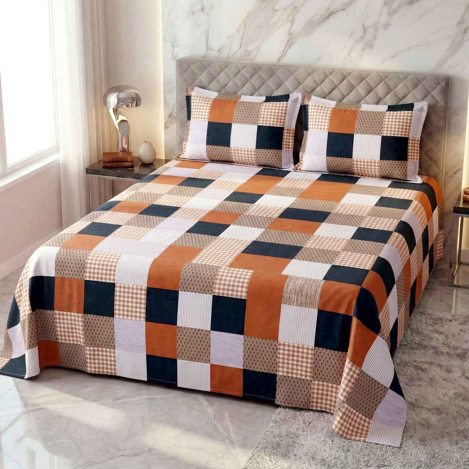 Dream Living 135 GSM Double Bedsheet Set |220 x 250 cm| With 2 Pillow Covers