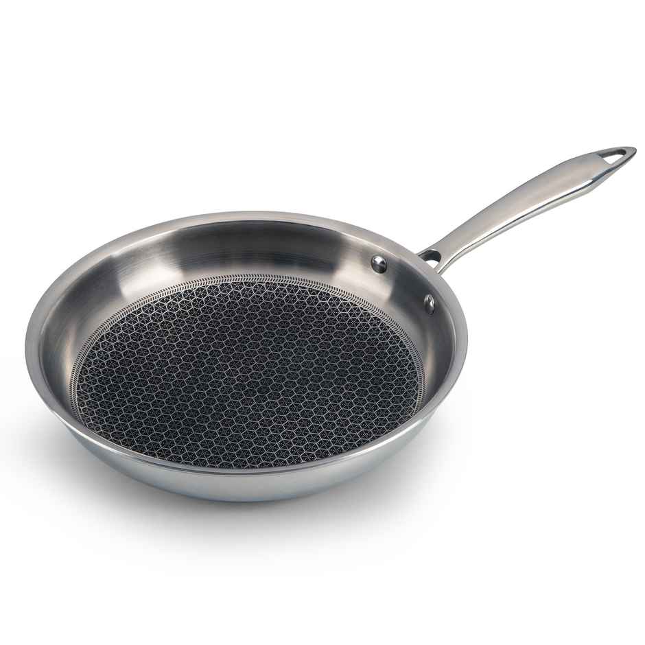 Agaro Royal Honey Comb Frying Pan 22 cm, Durable & Triply Steel with Honey Comb, 4 mm thick plate