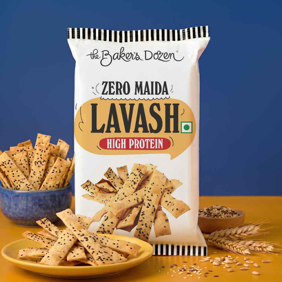 The Baker's Dozen Lavash Zero Maida| Baked | Flatbread Crisp for Dip | Whole Wheat | Healthy Snacks
