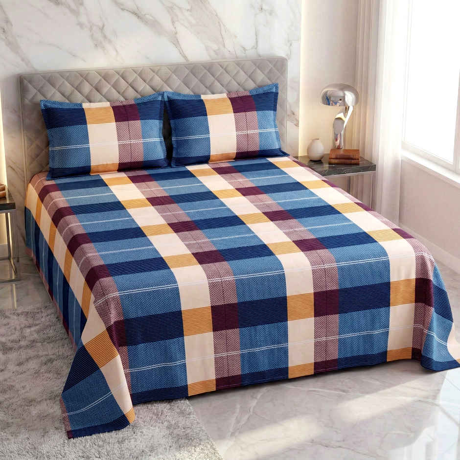Dream Living 135 GSM Double Bedsheet Set |220 x 250 cm| With 2 Pillow Covers