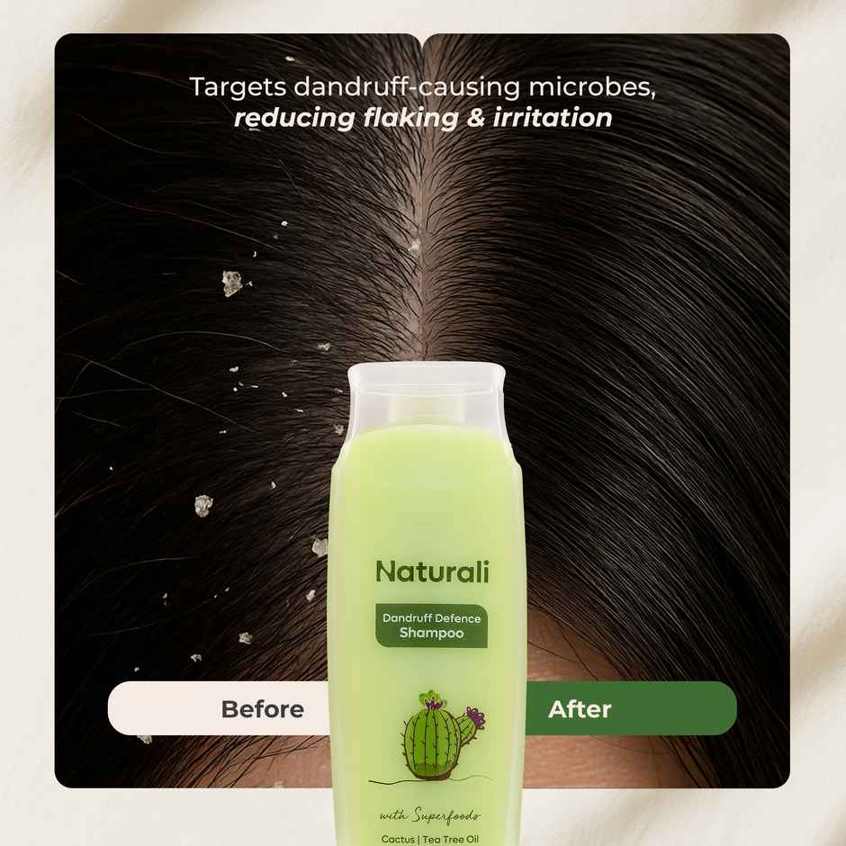 Naturali Dandruff Defence Shampoo With Tea Tree oil| Non drying For Men & Women|Sulphate free